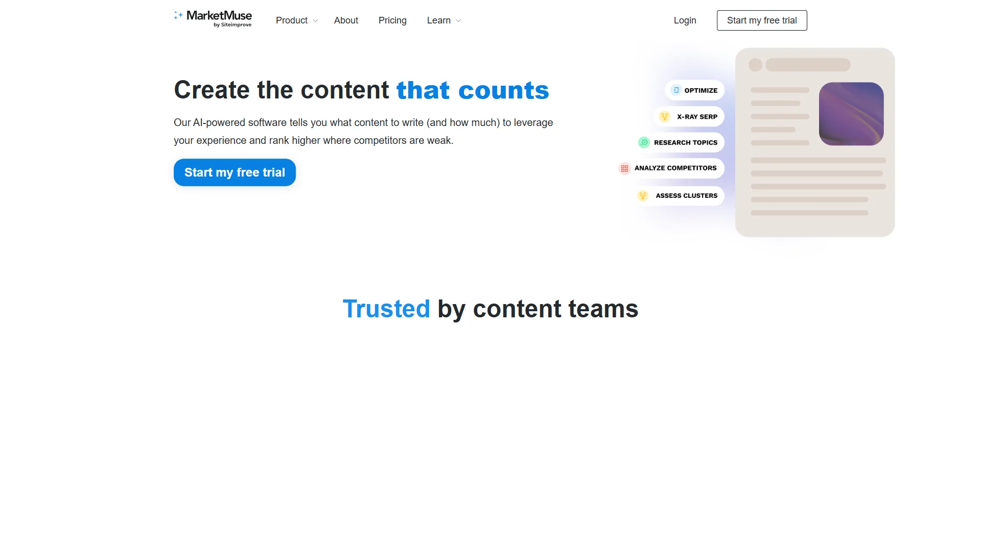 MarketMuse AI content planning and optimization platform