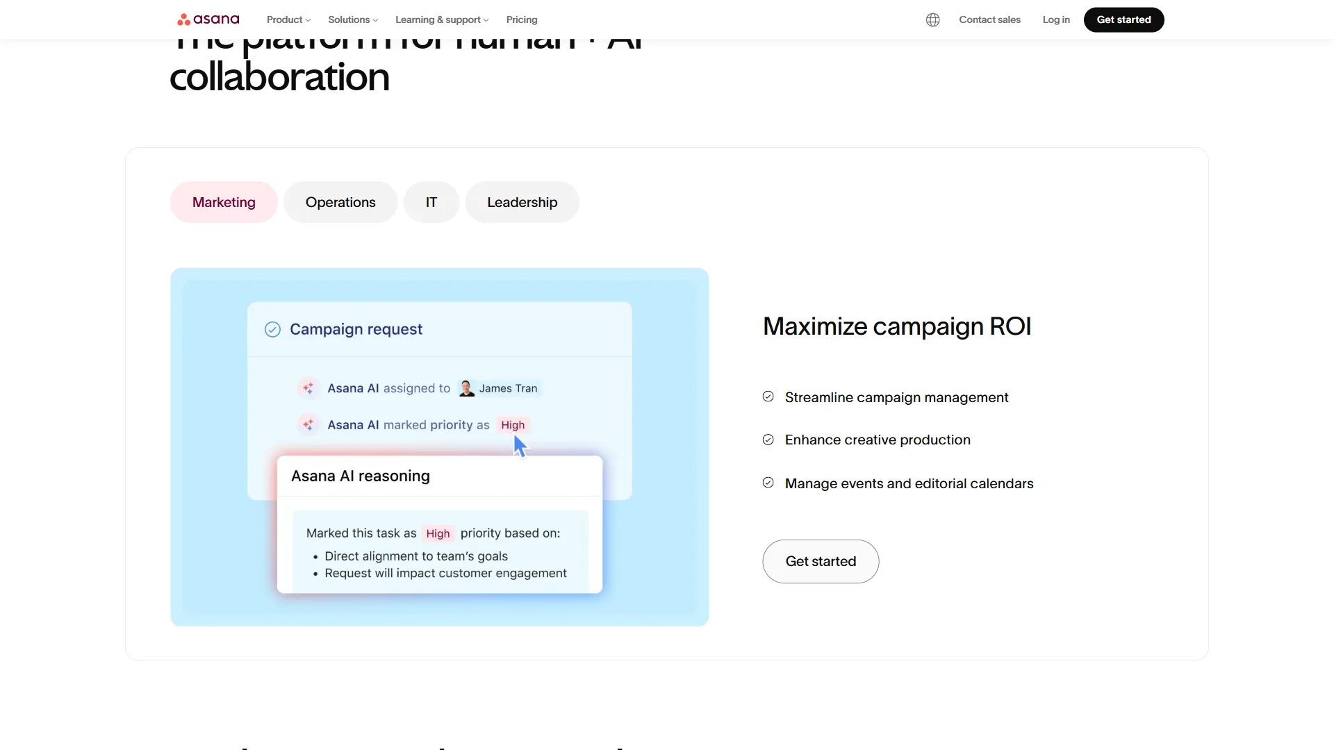 Asana AI Studio showing no-code workflow builder with trigger-action automation rules and AI Teammates configuration