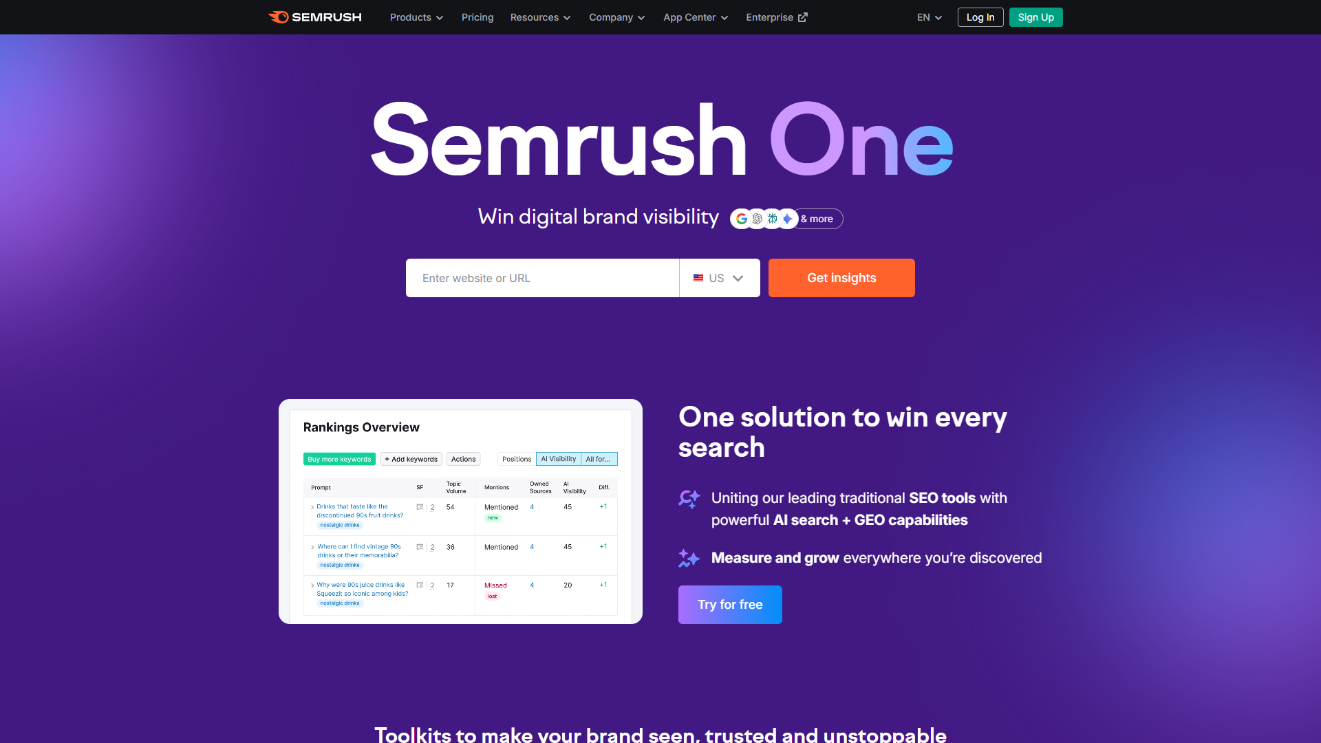 Semrush SEO Writing Assistant showing content recommendations