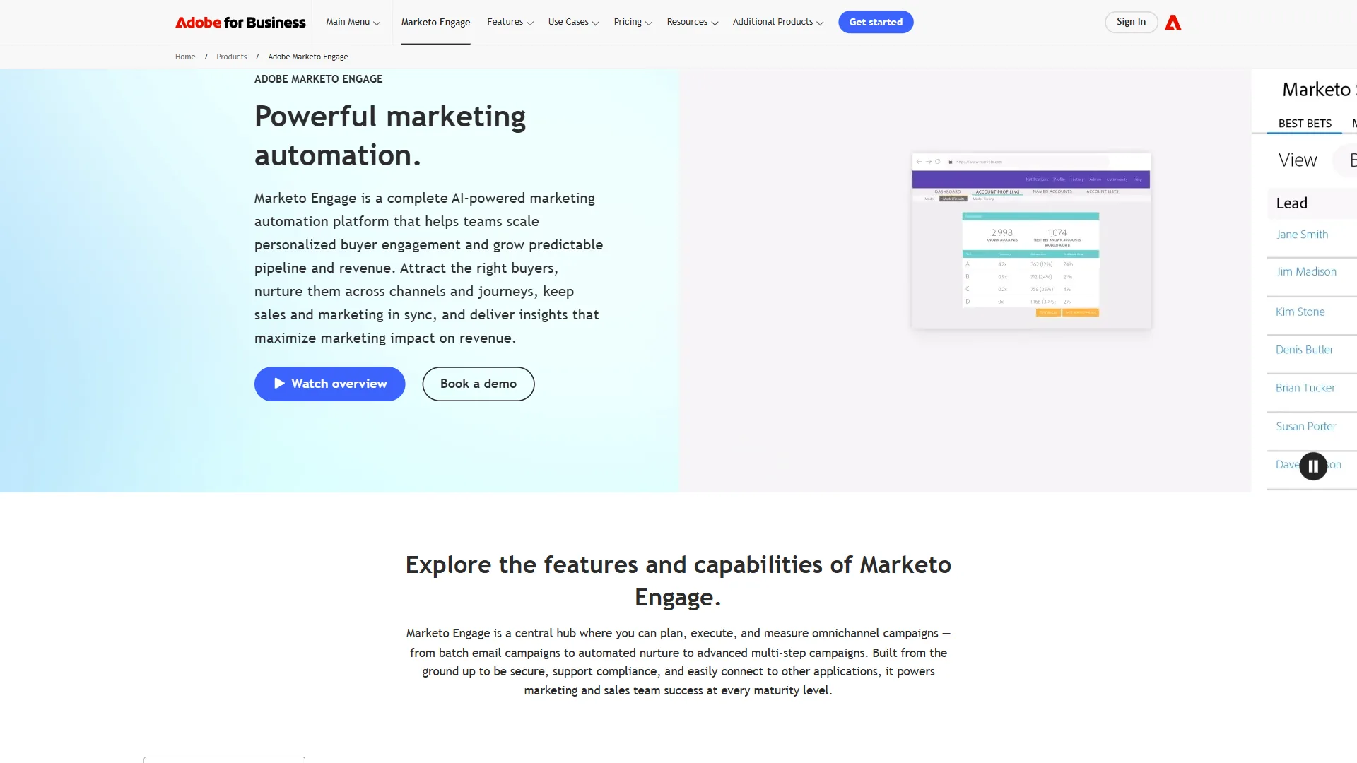 Adobe Marketo Engage marketing automation platform