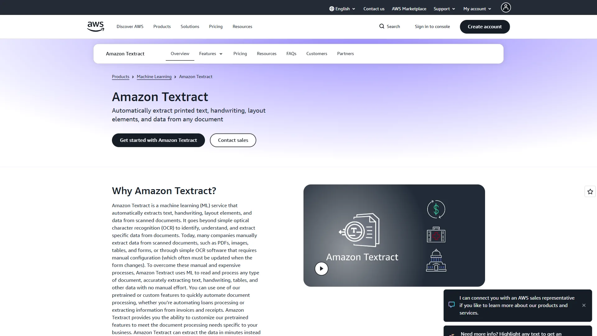 AWS Textract platform