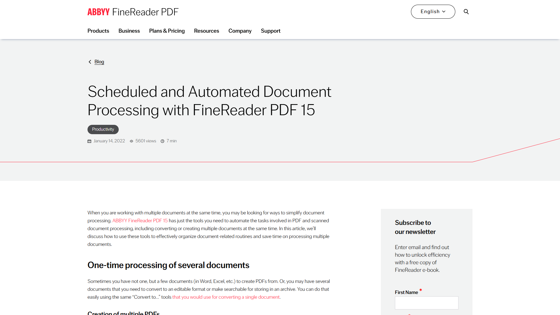 Hot Folder automation tutorial interface in ABBYY FineReader