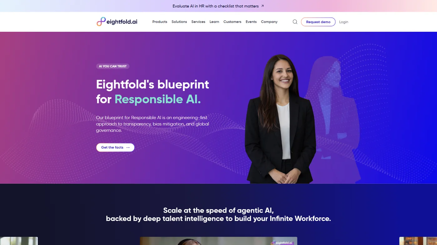 Eightfold AI homepage showing talent intelligence platform