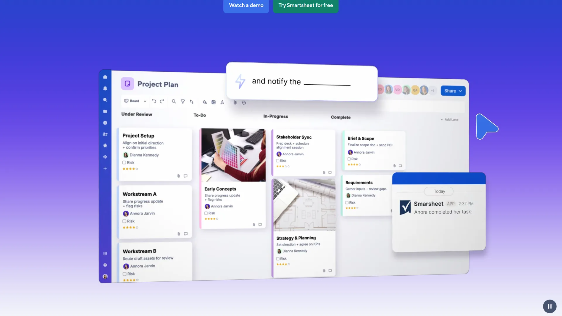 Smartsheet work management platform interface