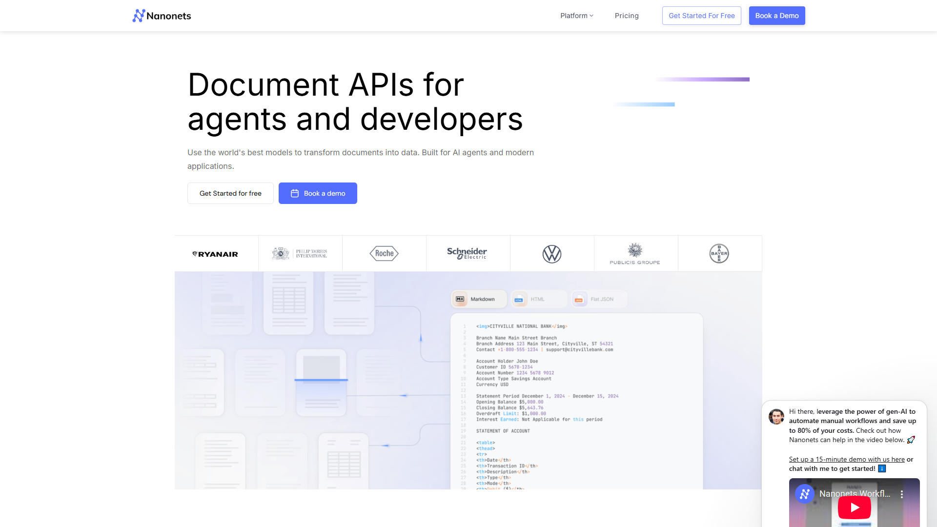 Nanonets intelligent document processing workflow interface