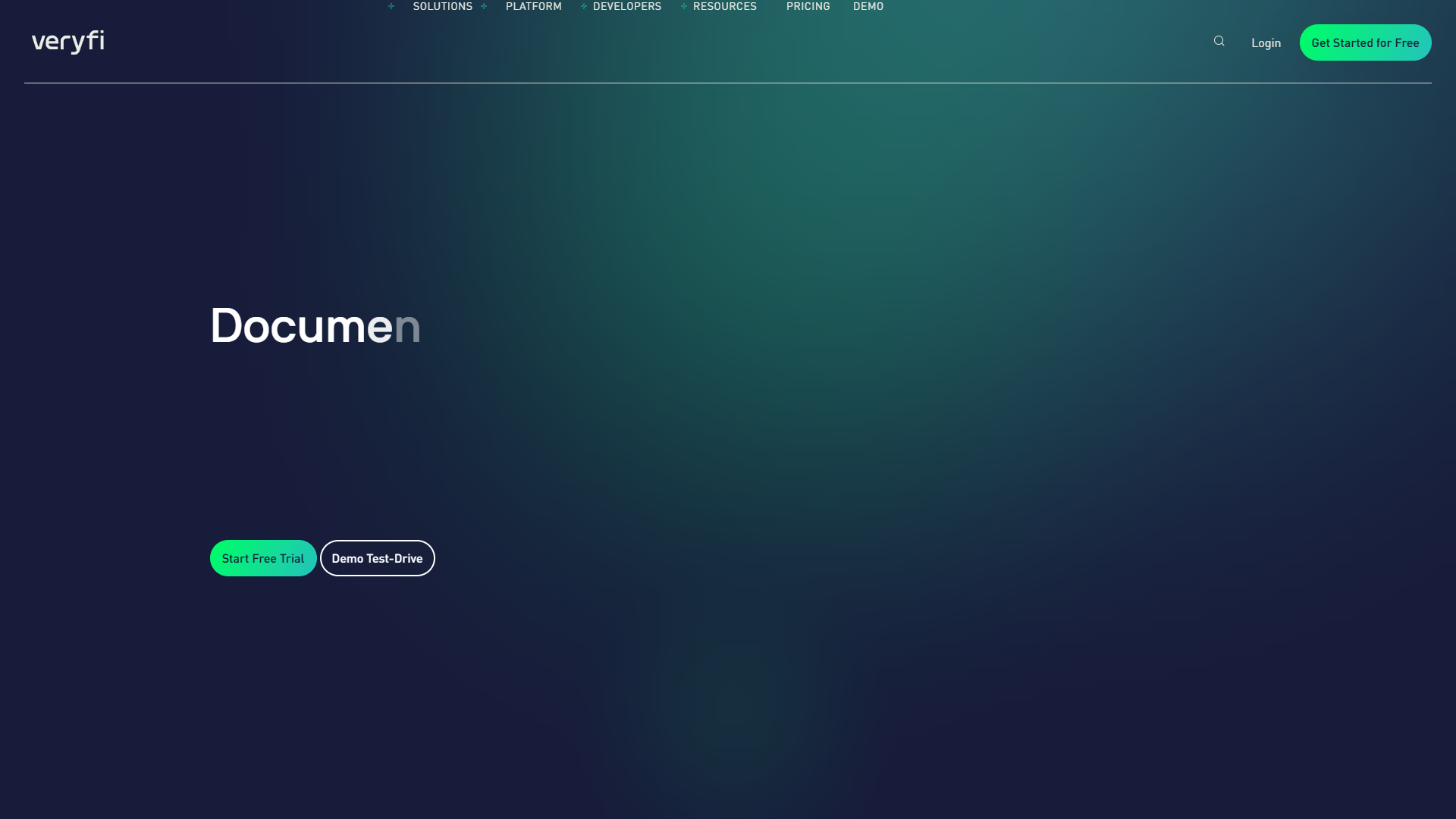 Veryfi AI-powered expense management dashboard showing receipt scanning interface