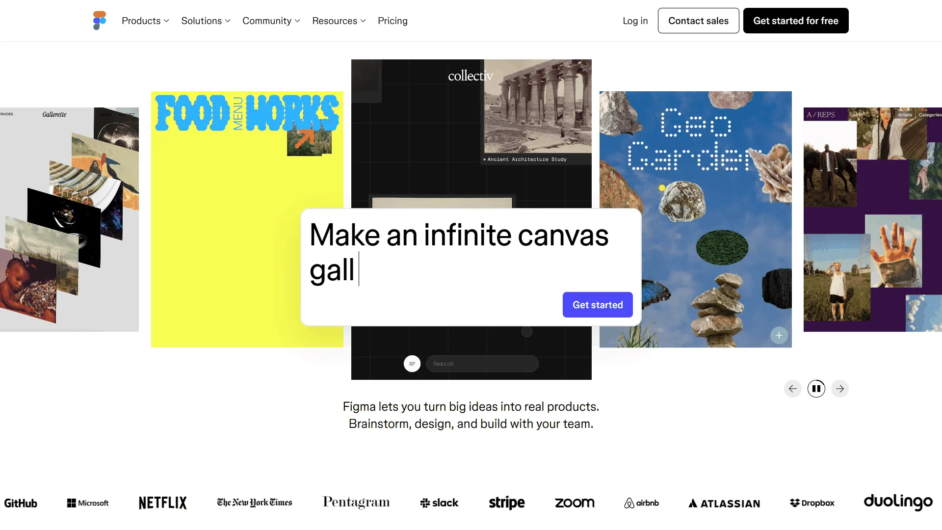 Figma design platform landing page