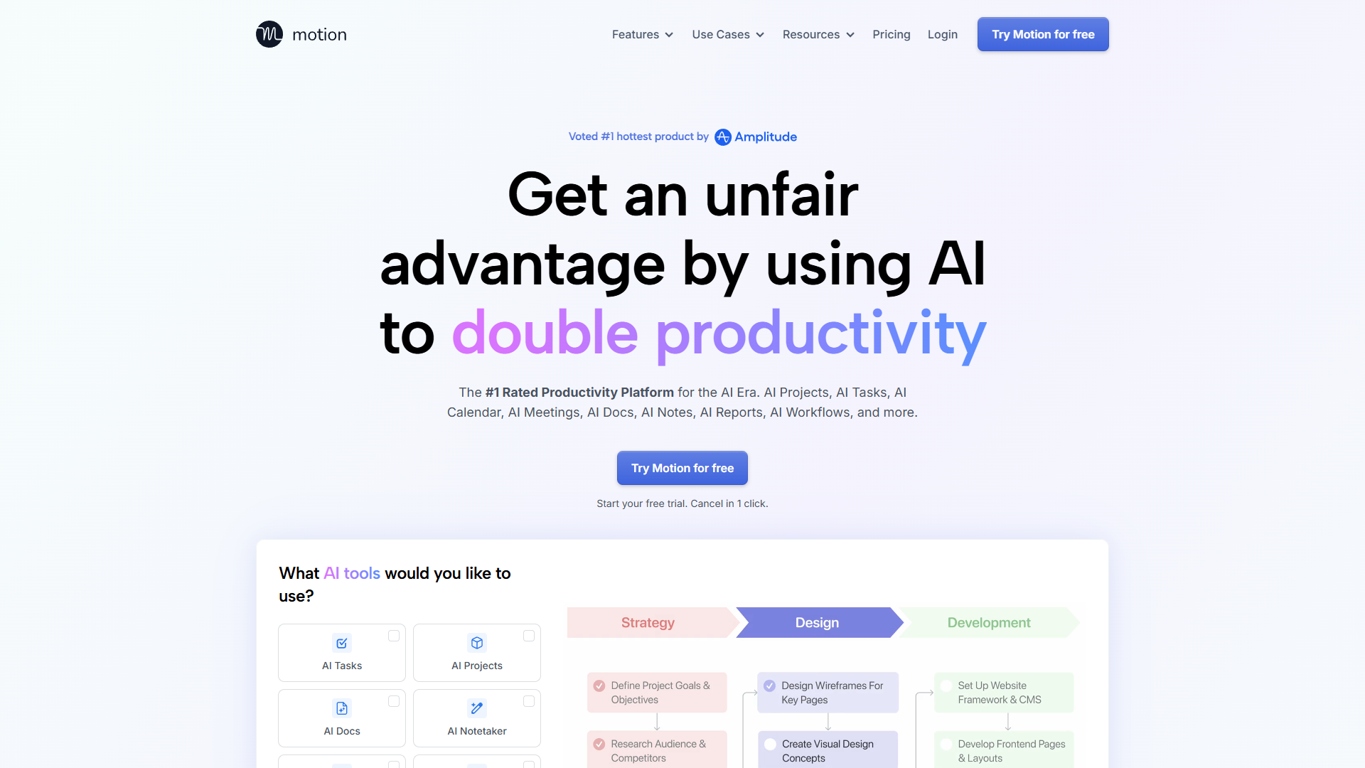Motion integrated calendar and task management interface