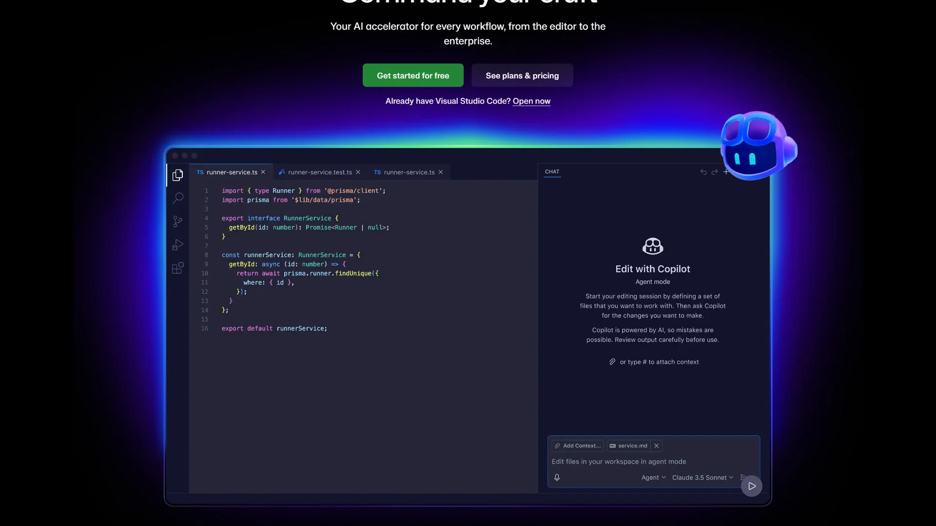 GitHub Copilot interface showing inline code completion suggestions in VS Code