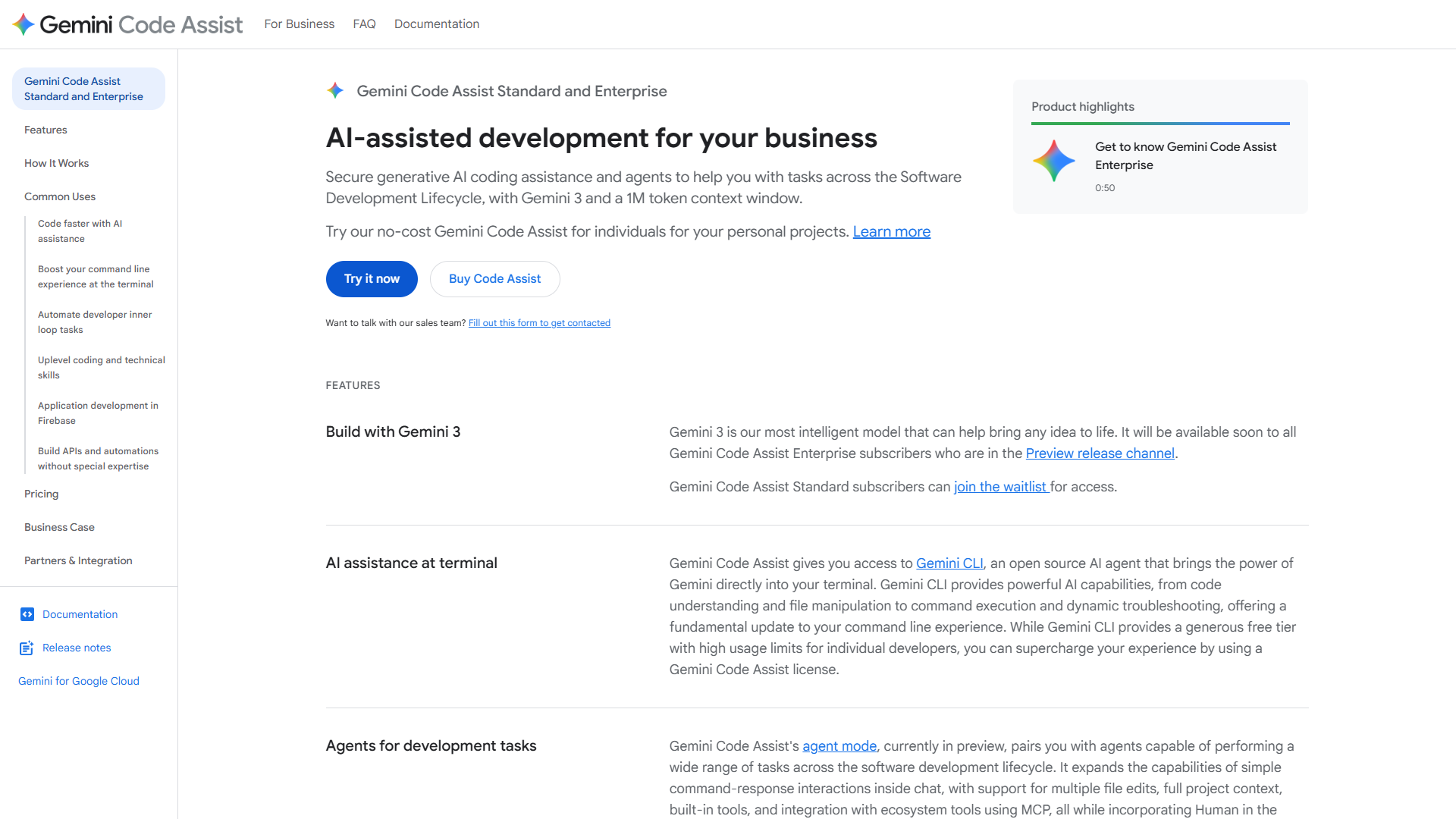 Gemini Code Assist interface showing Agent Mode and code generation