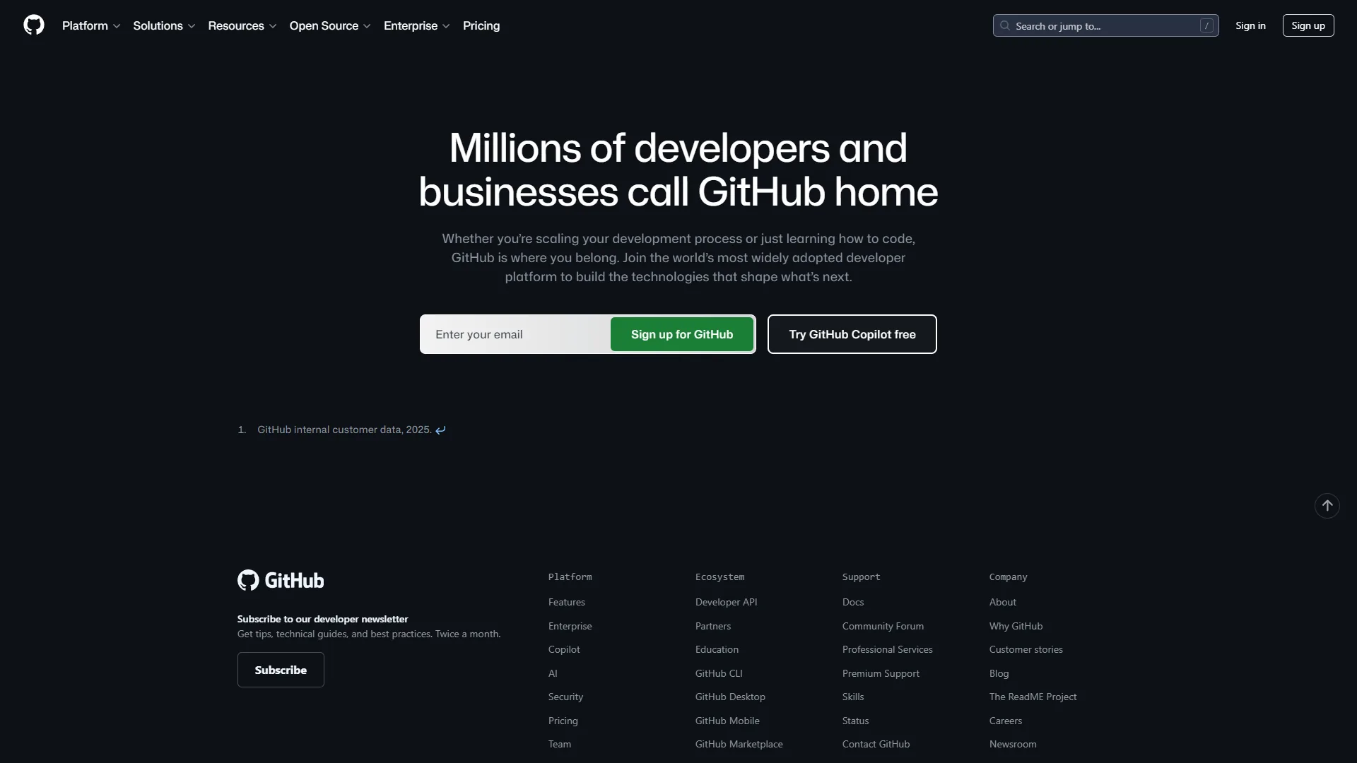 GitHub homepage showing code hosting, GitHub Actions CI/CD pipeline, and GitHub Copilot AI integration