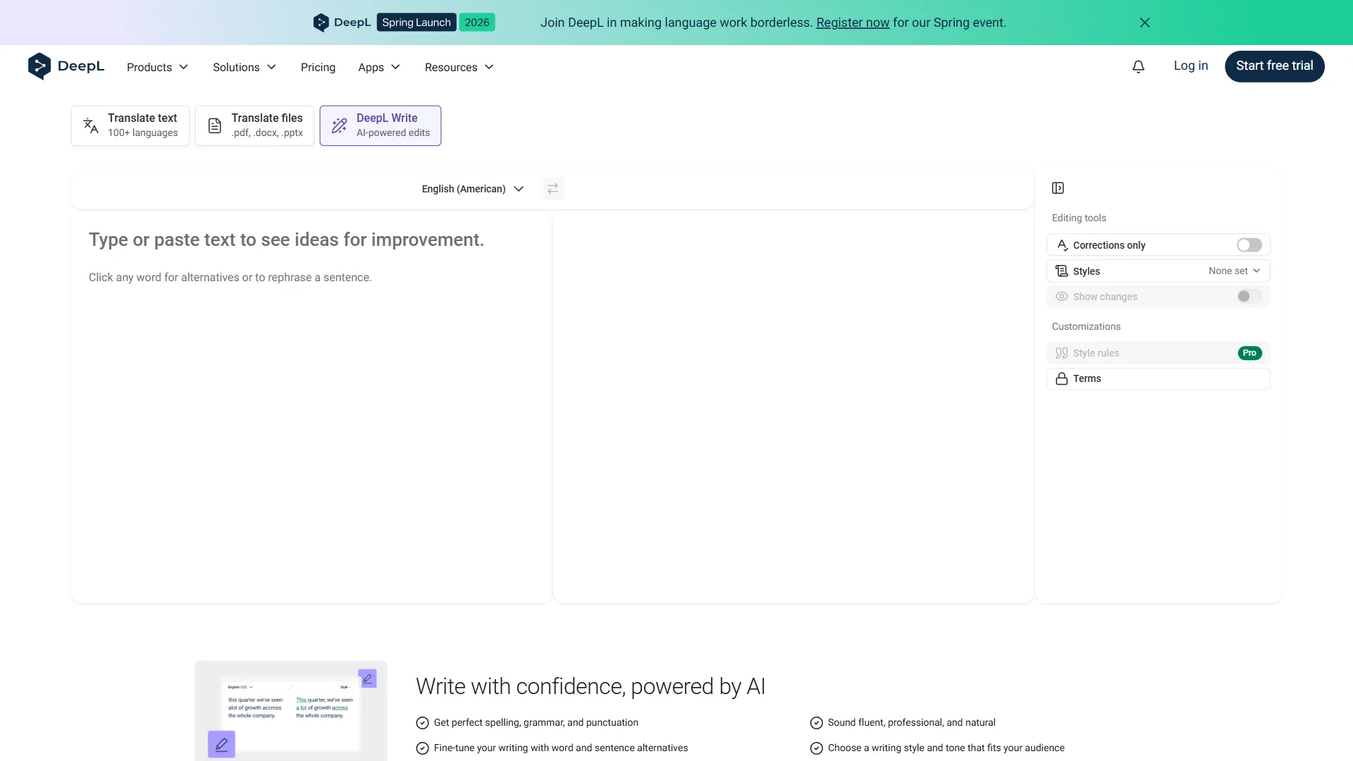 DeepL Write platform