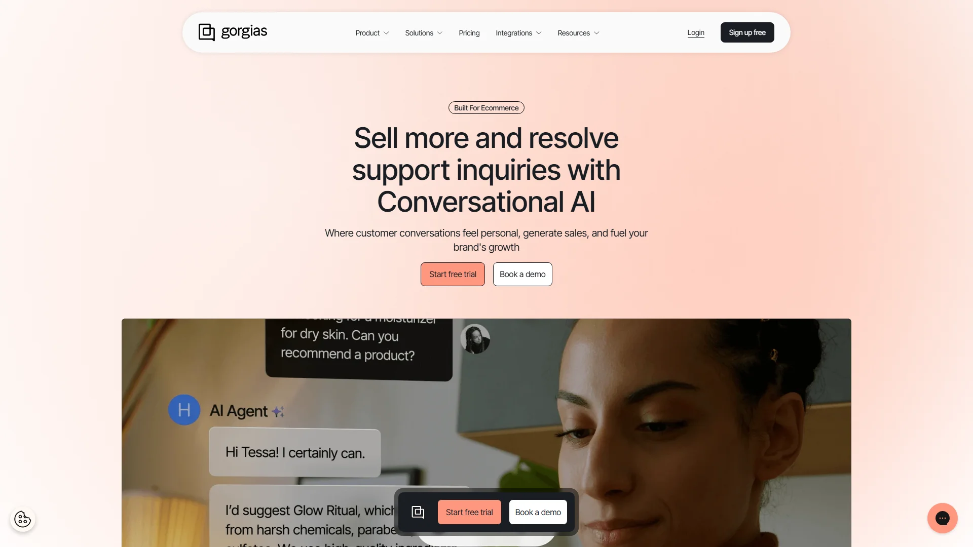 Gorgias ecommerce customer support platform homepage