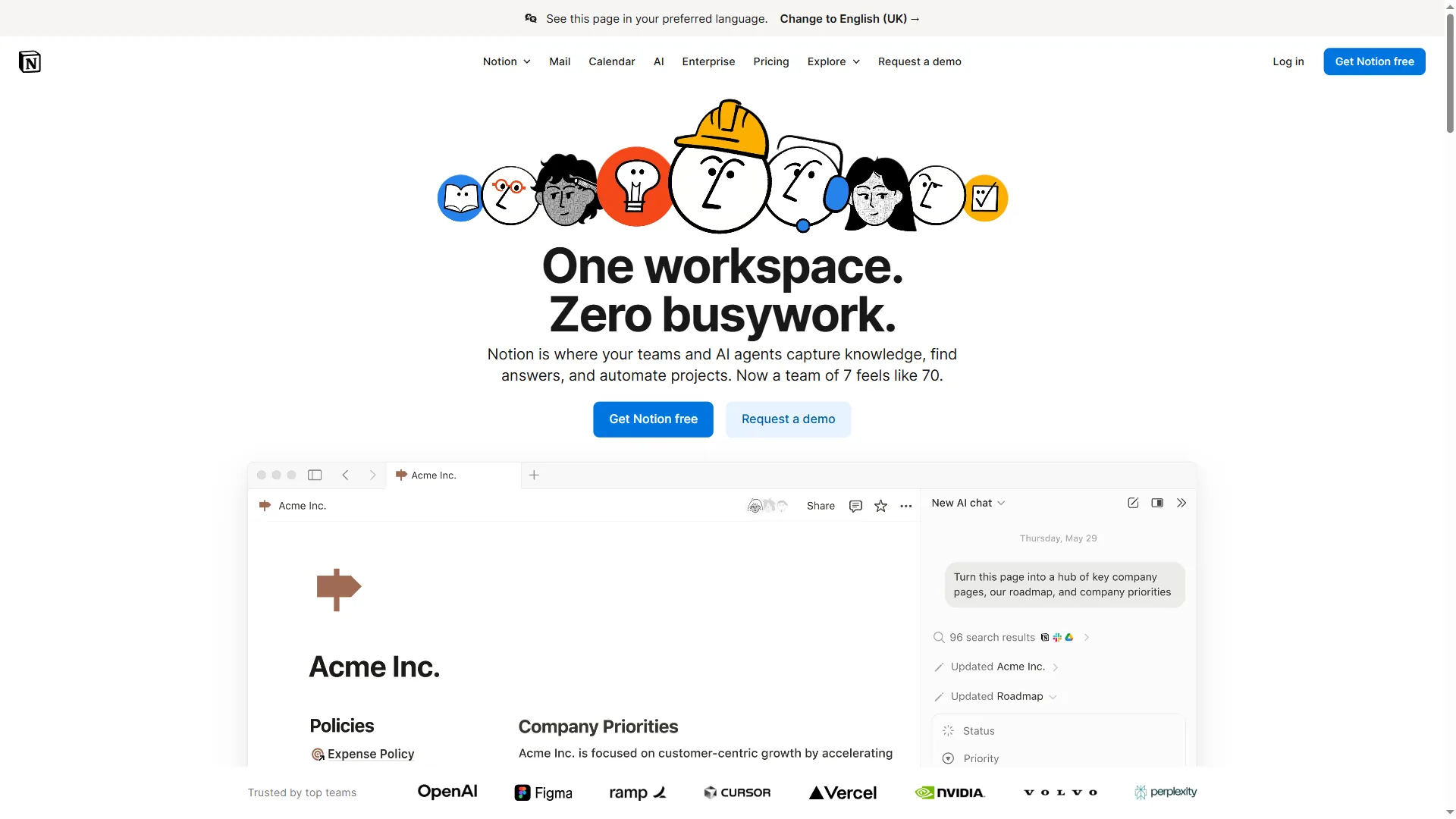 Notion AI generating report content within a workspace document