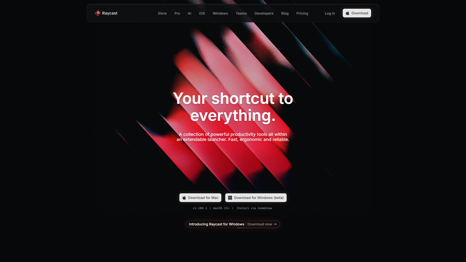 Raycast launcher interface showing AI assistant and workflow automation