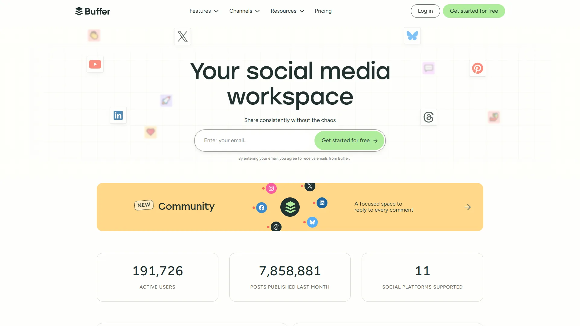 Buffer's clean scheduling interface with AI Assistant content generation panel