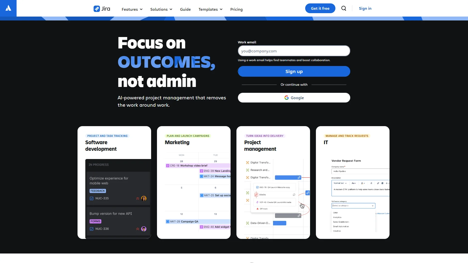 Jira homepage showing the agile project management platform with Scrum and Kanban boards