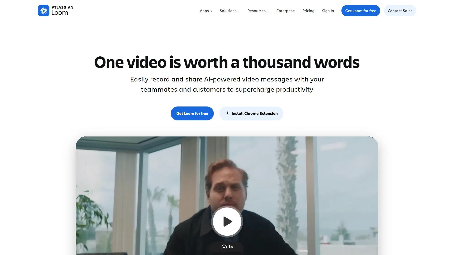 Loom homepage showing the async video messaging platform for team communication