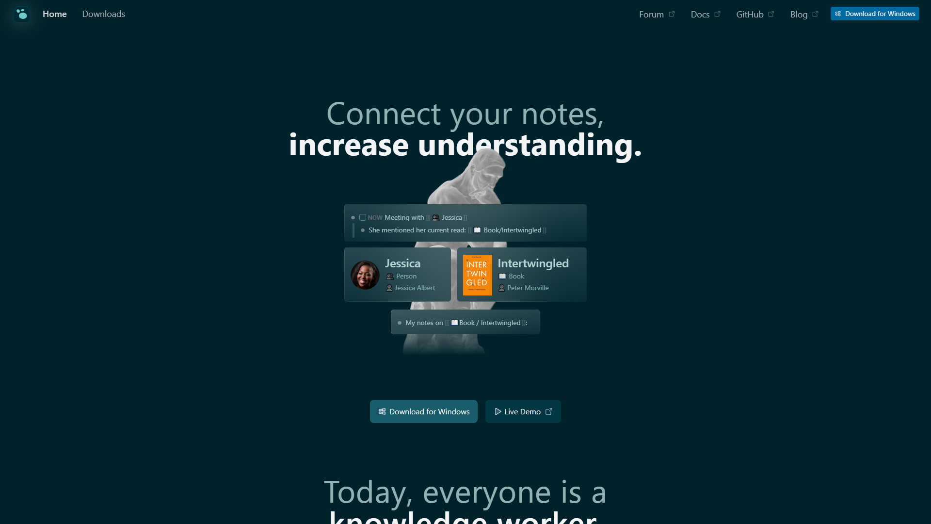 Logseq interface showing outliner-based note-taking with nested bullet points