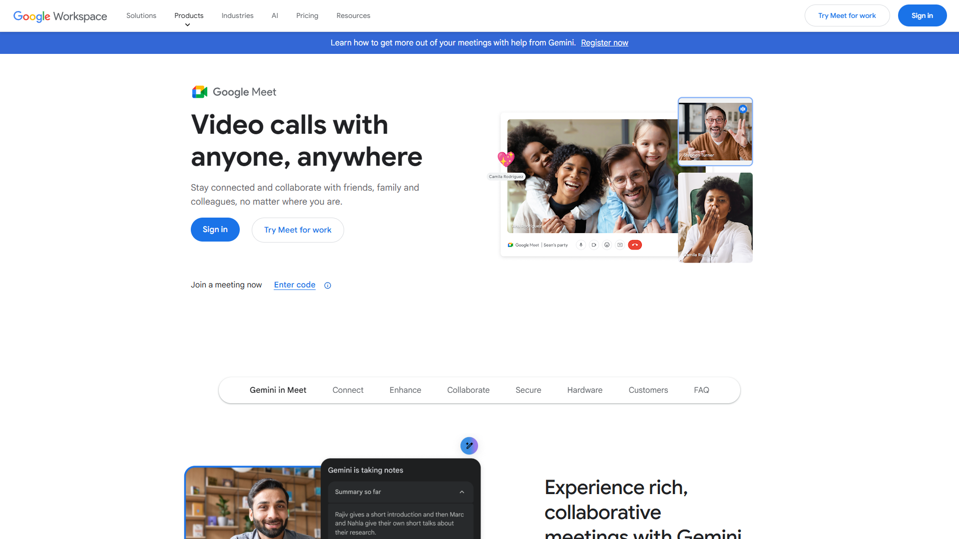 Google Meet video conference with multiple participants and meeting controls