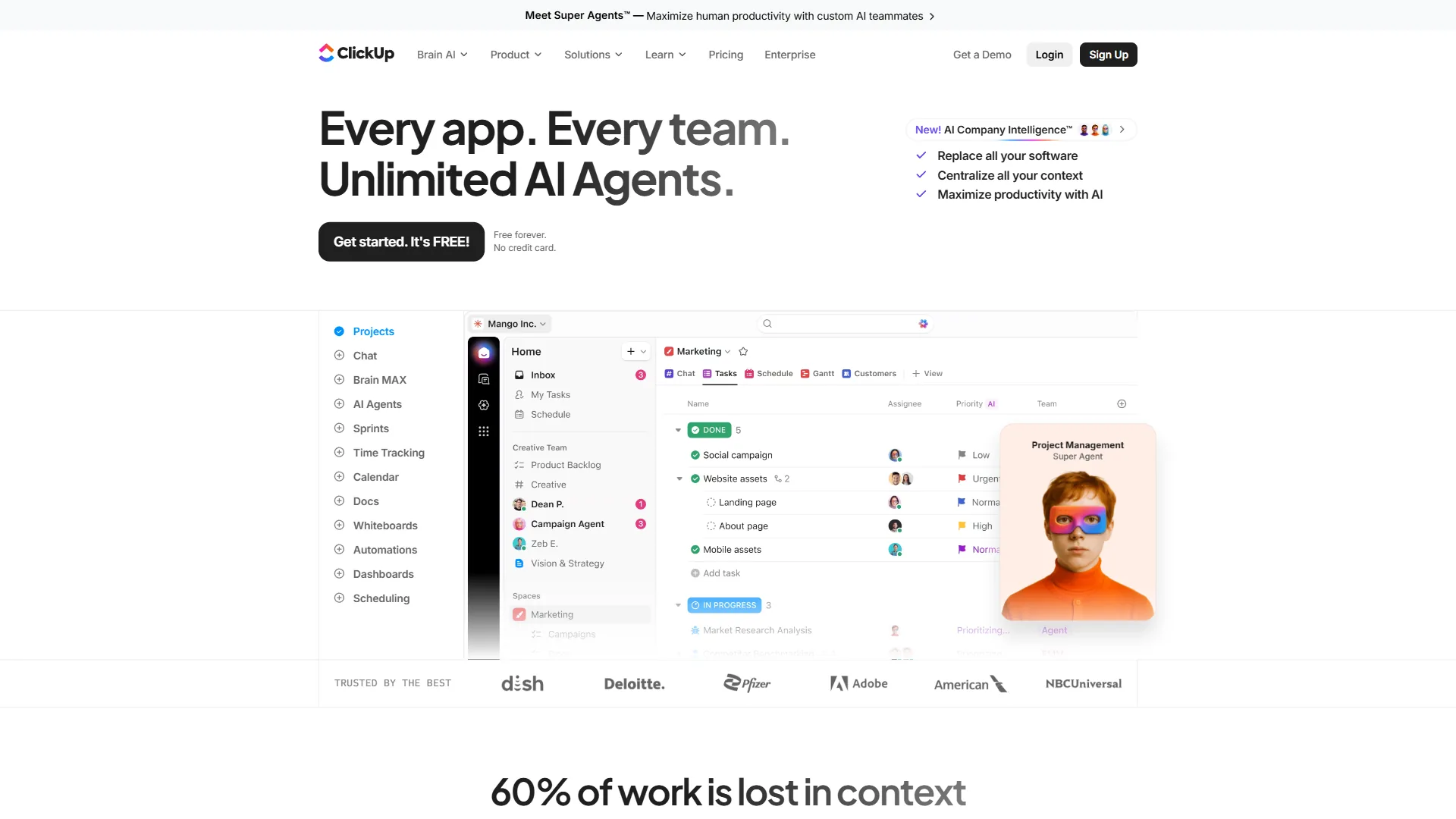 ClickUp all-in-one project management platform interface