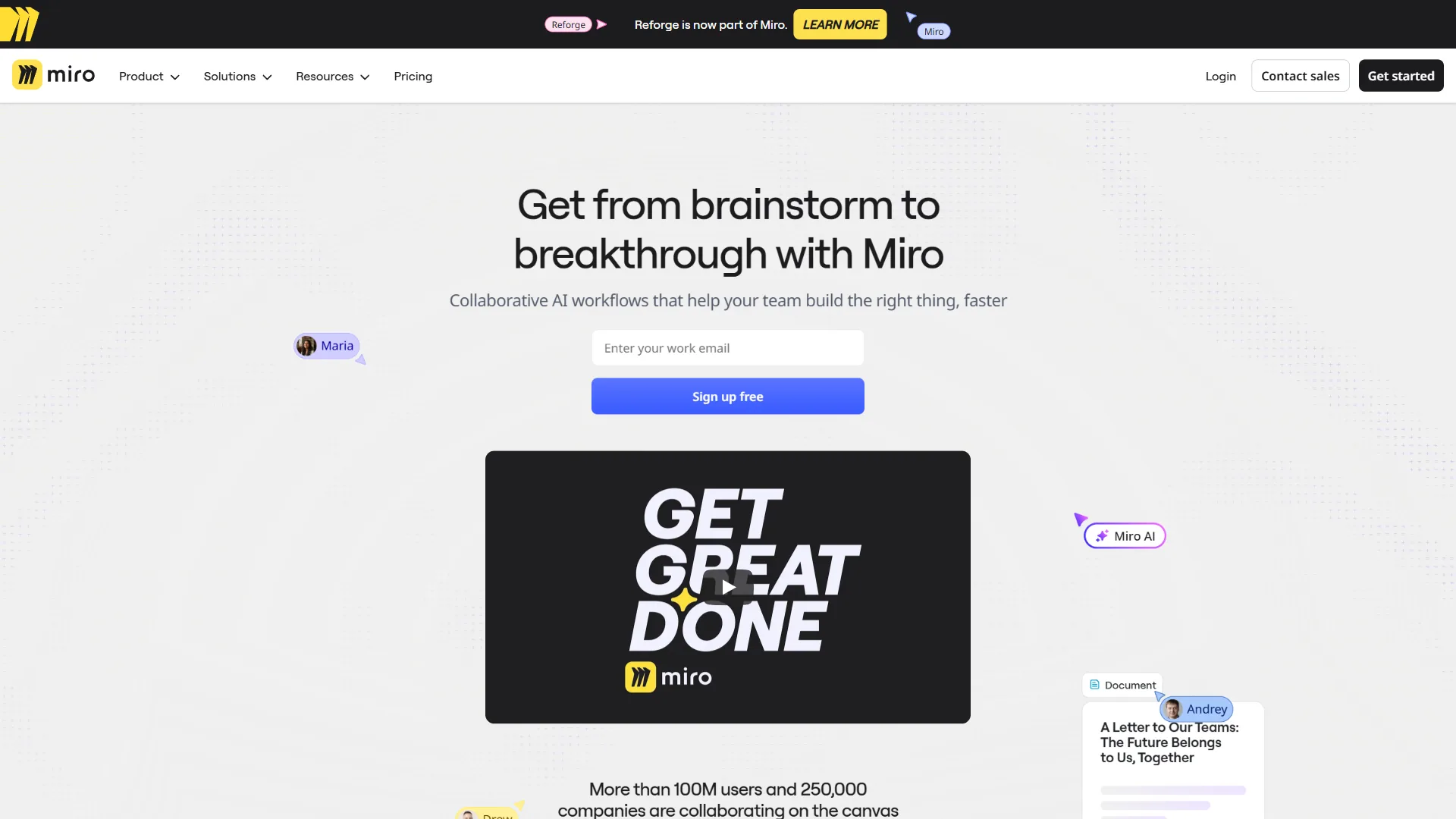 Miro digital whiteboard and collaboration workspace