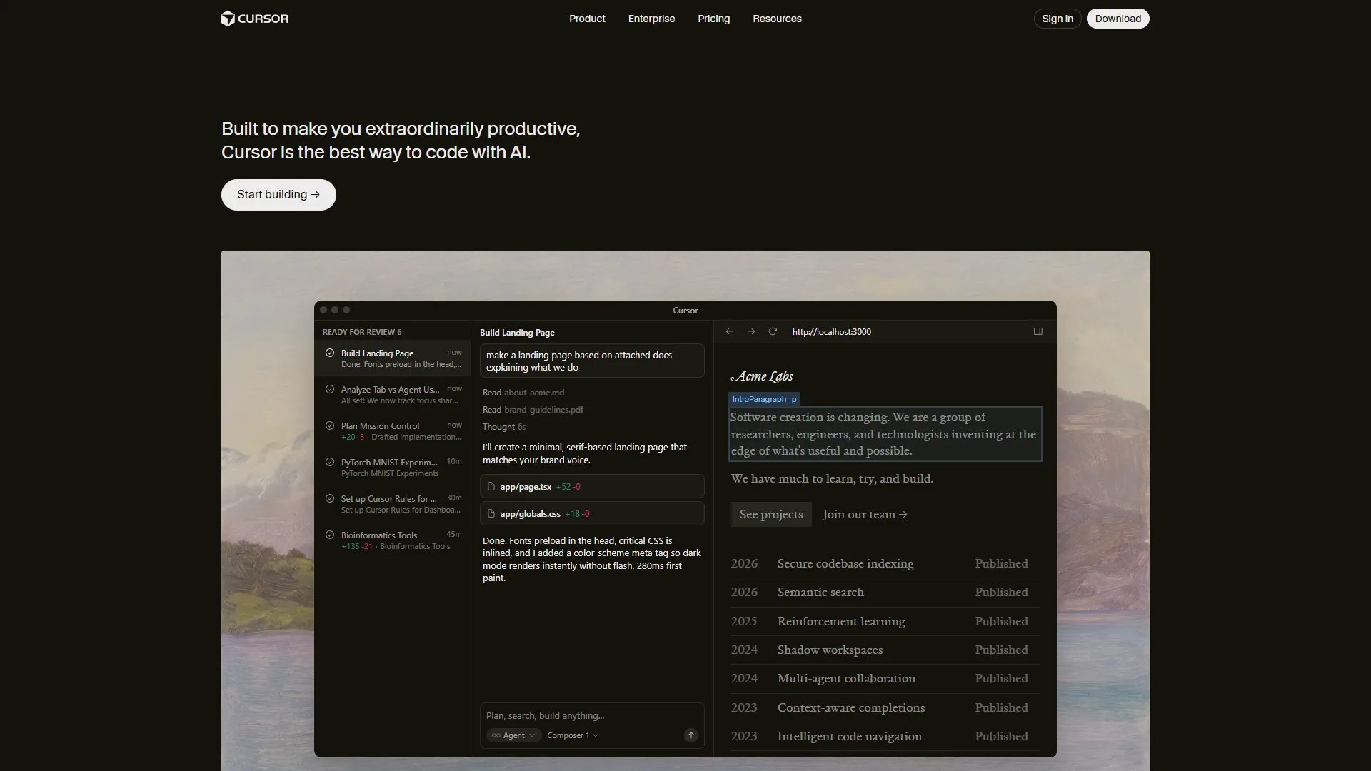 Cursor AI code editor interface showing Composer panel and multi-file editing