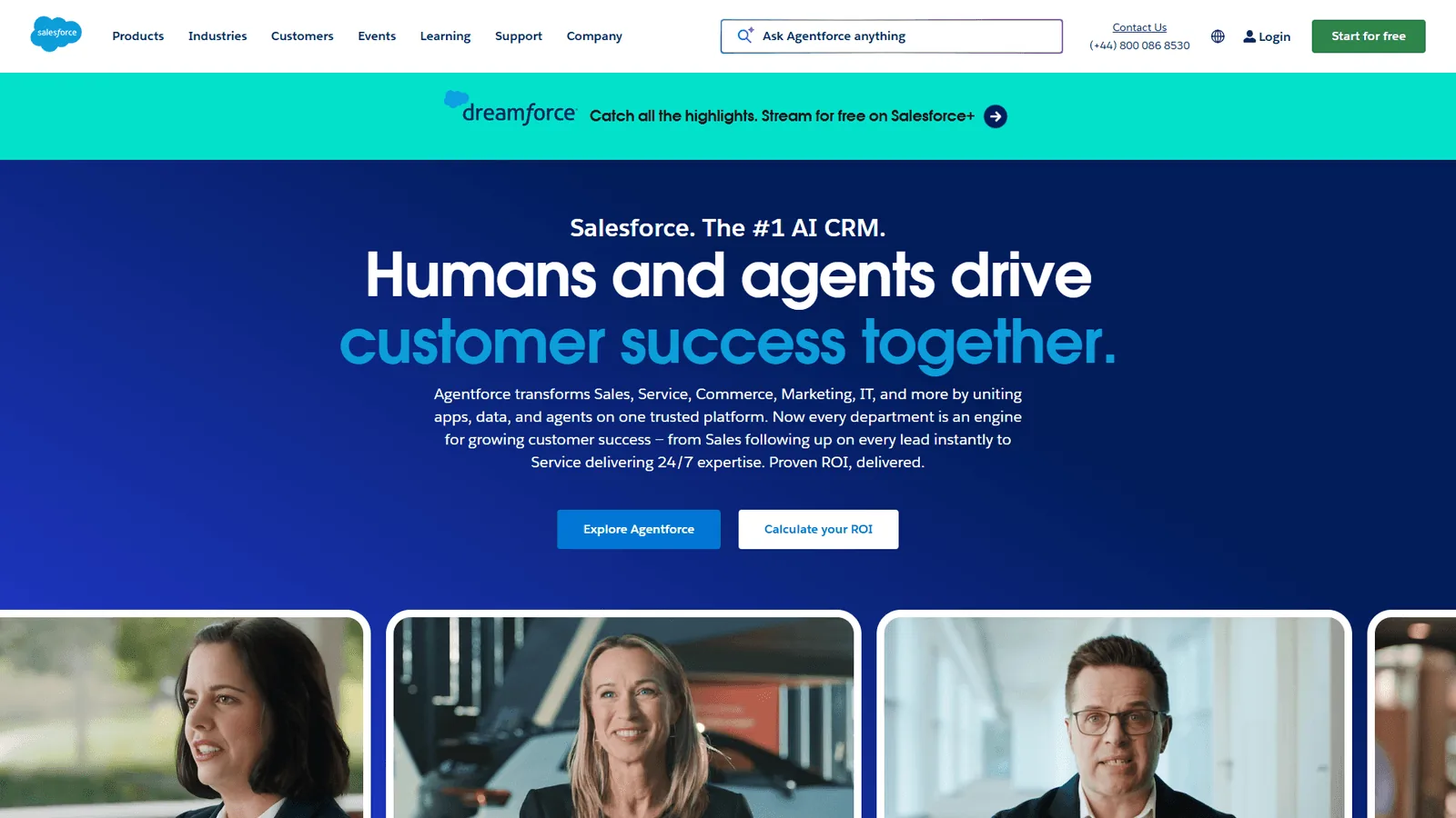 Salesforce Einstein AI platform showing autonomous agents and CRM intelligence features