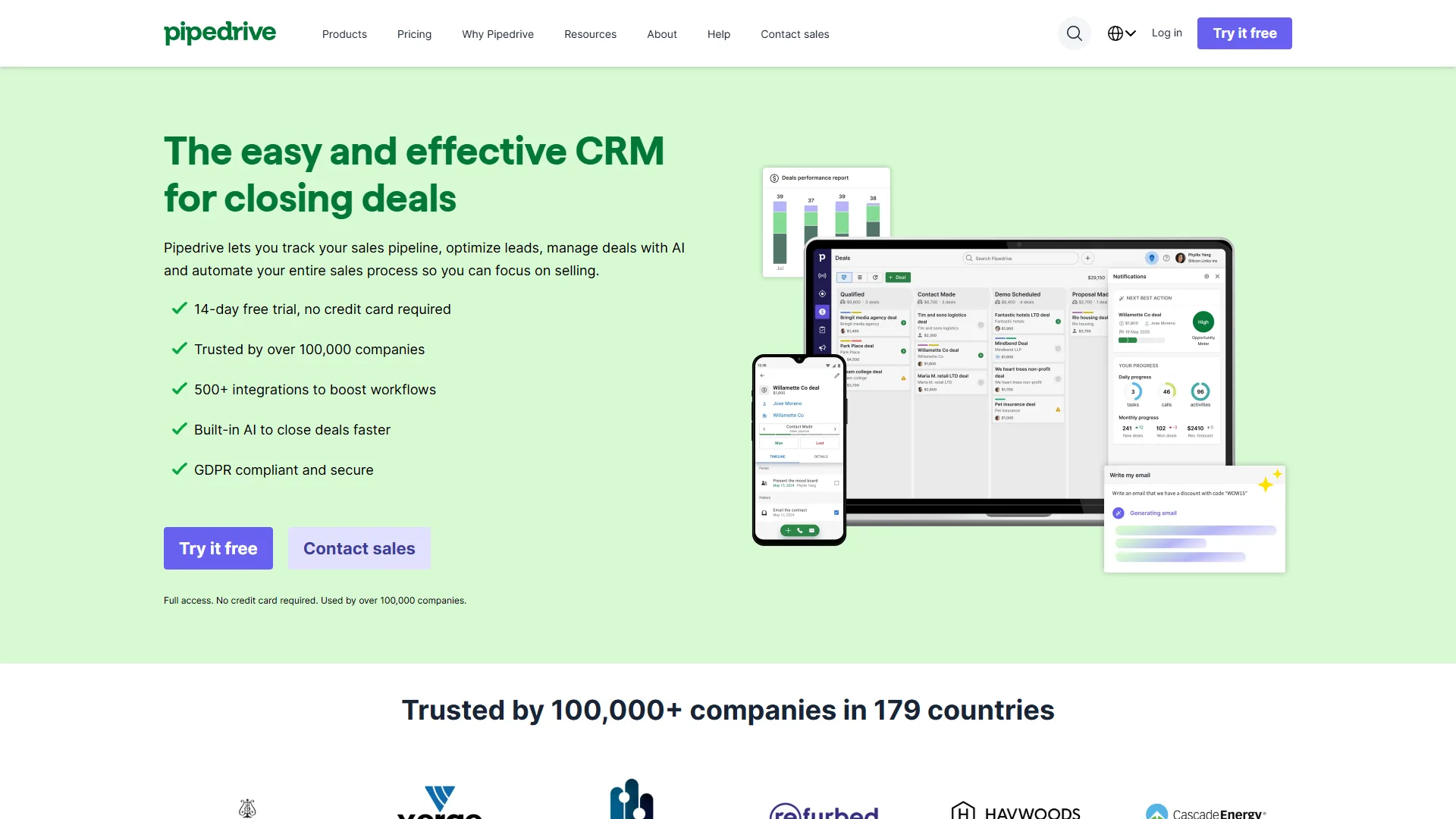 Pipedrive sales-focused CRM pipeline interface