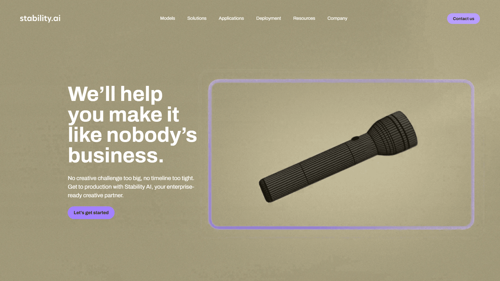 Stability AI homepage showing Stable Diffusion models