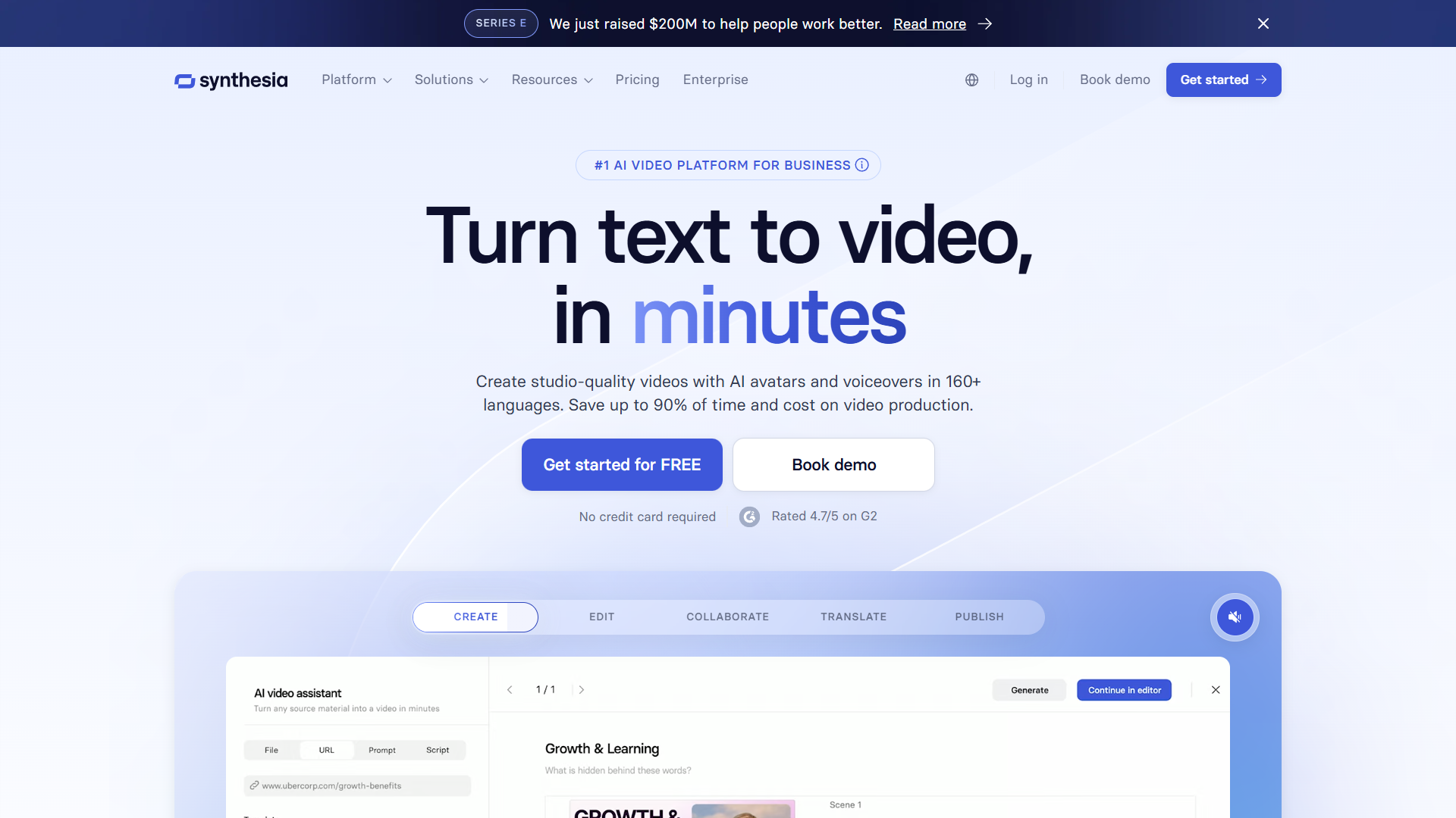 Synthesia AI avatar selection interface