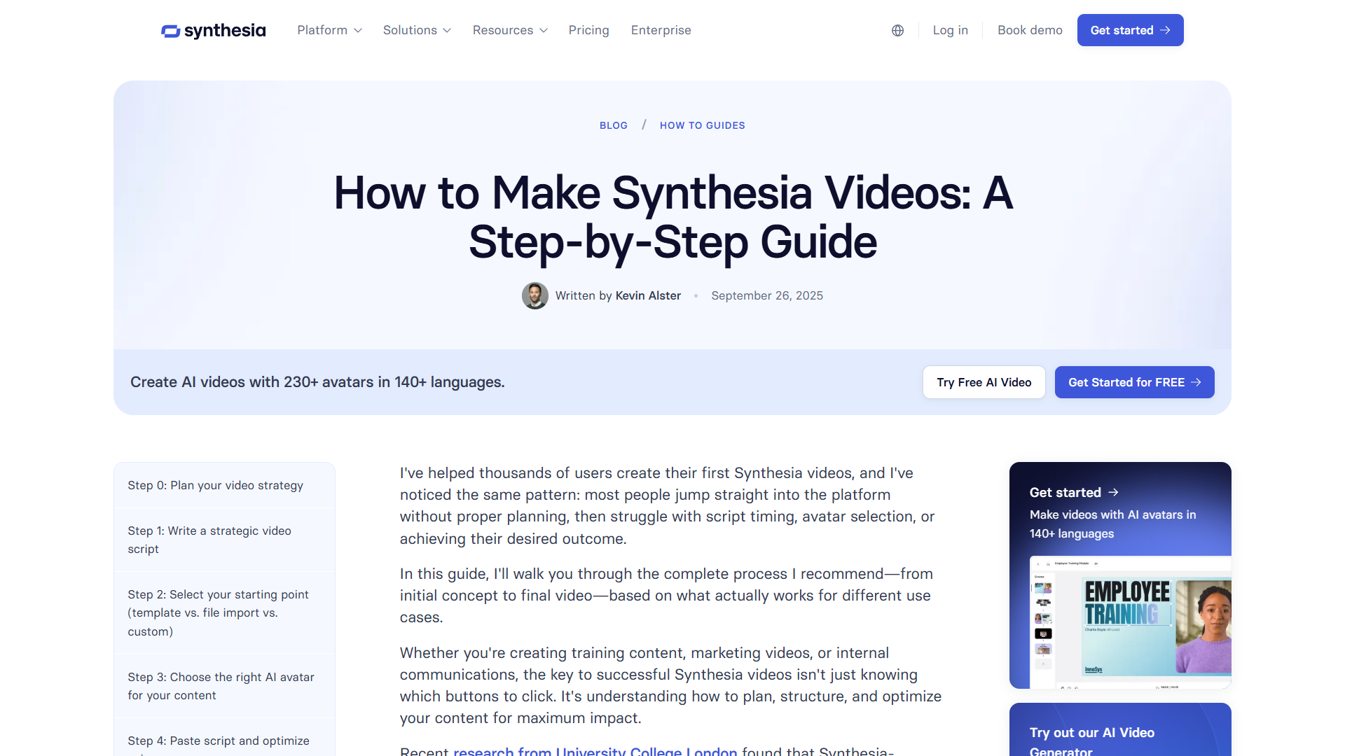 Synthesia template library and brand kit interface