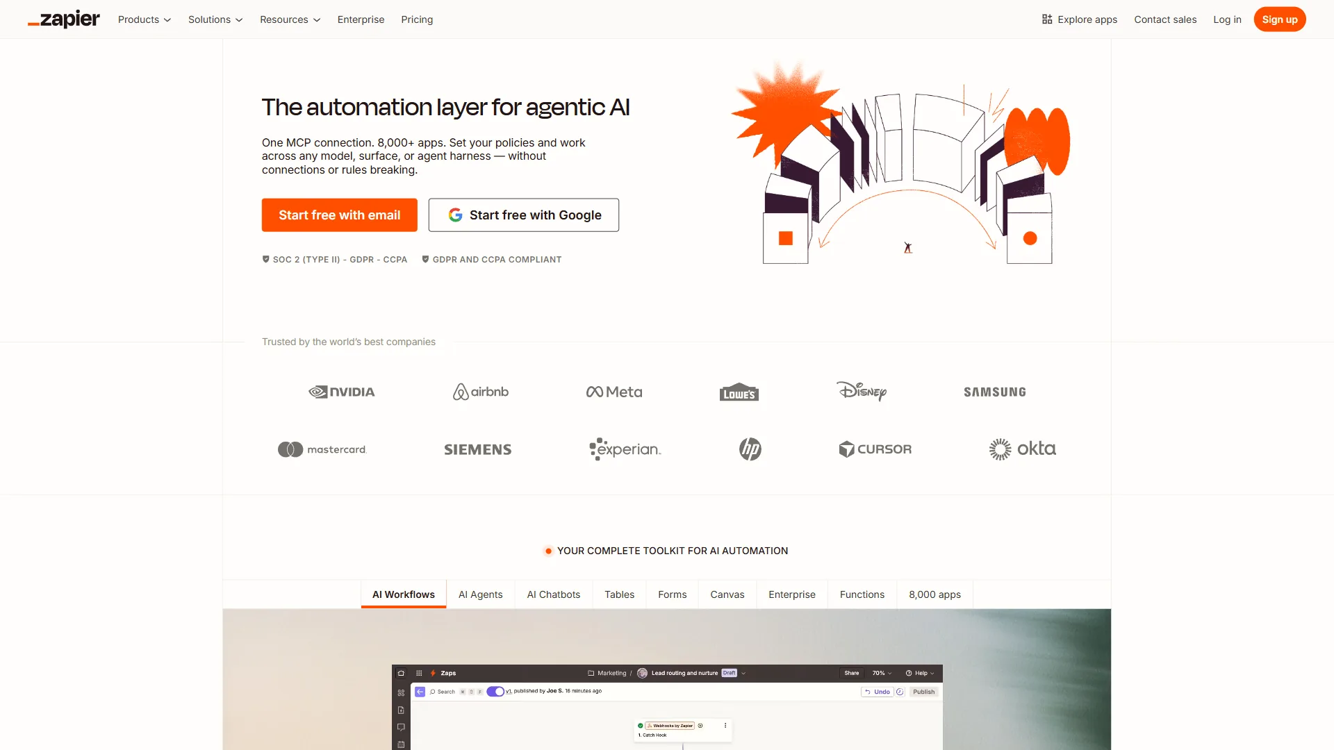 Zapier automation platform connecting apps and workflows