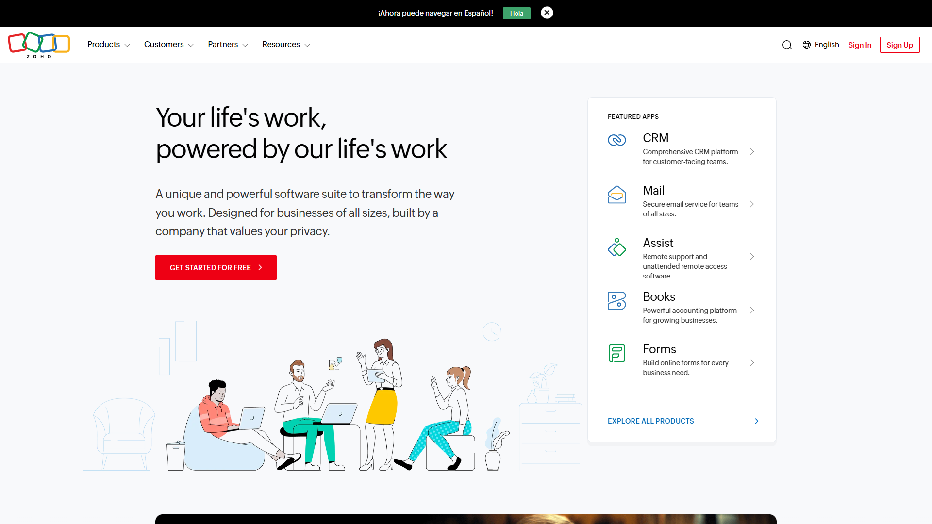 Zoho Projects AI features configuration page