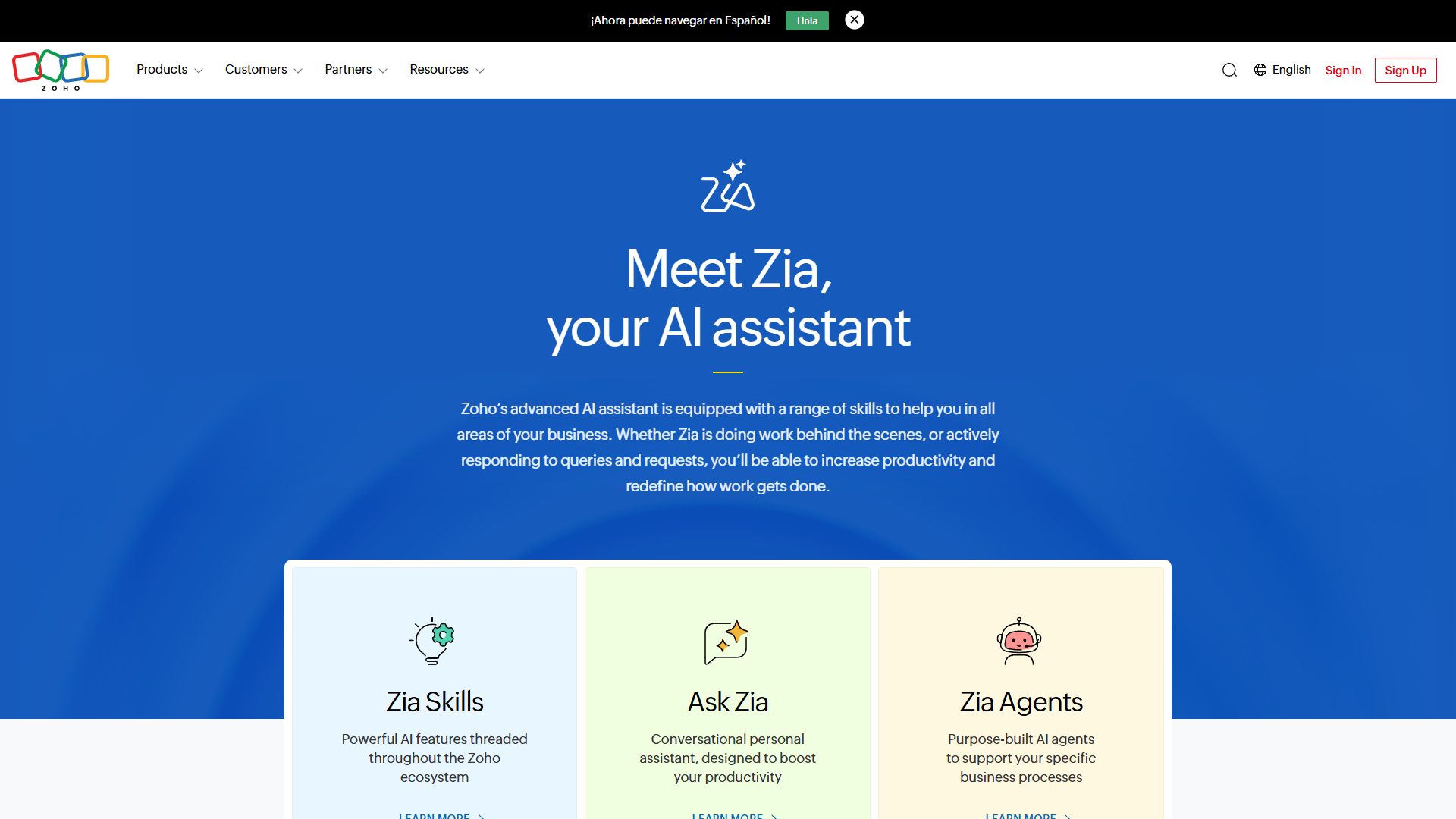 Zia AI assistant overview in Zoho Projects