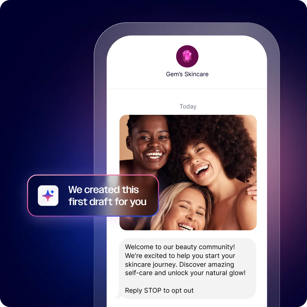 ActiveCampaign SMS message builder interface