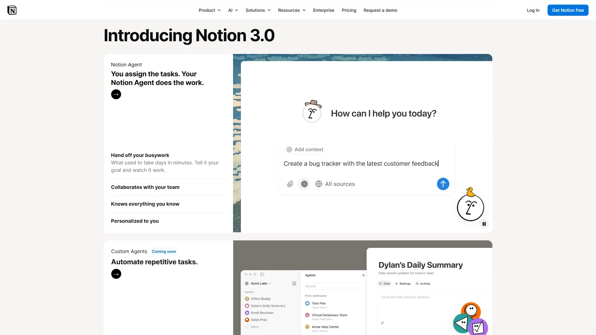 Notion project management dashboard showing a connected workspace with databases, task views, and documentation linked together