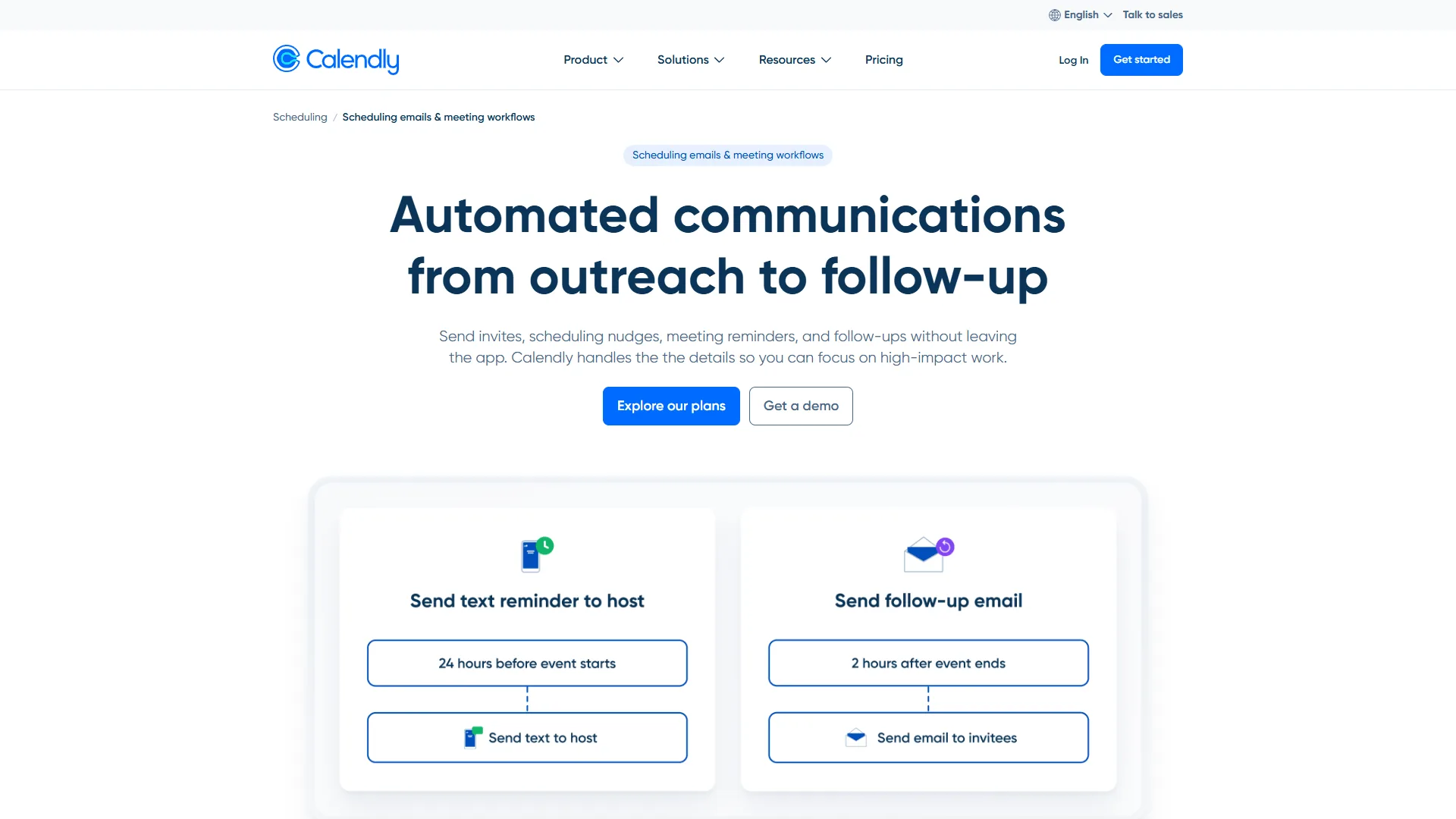 Calendly workflows interface showing automated reminder and follow-up options
