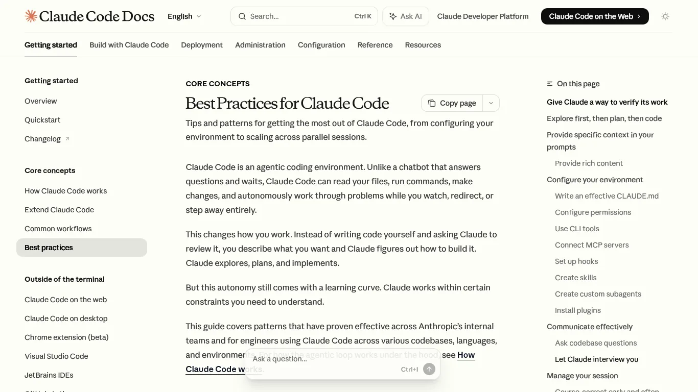 Claude Code best practices documentation