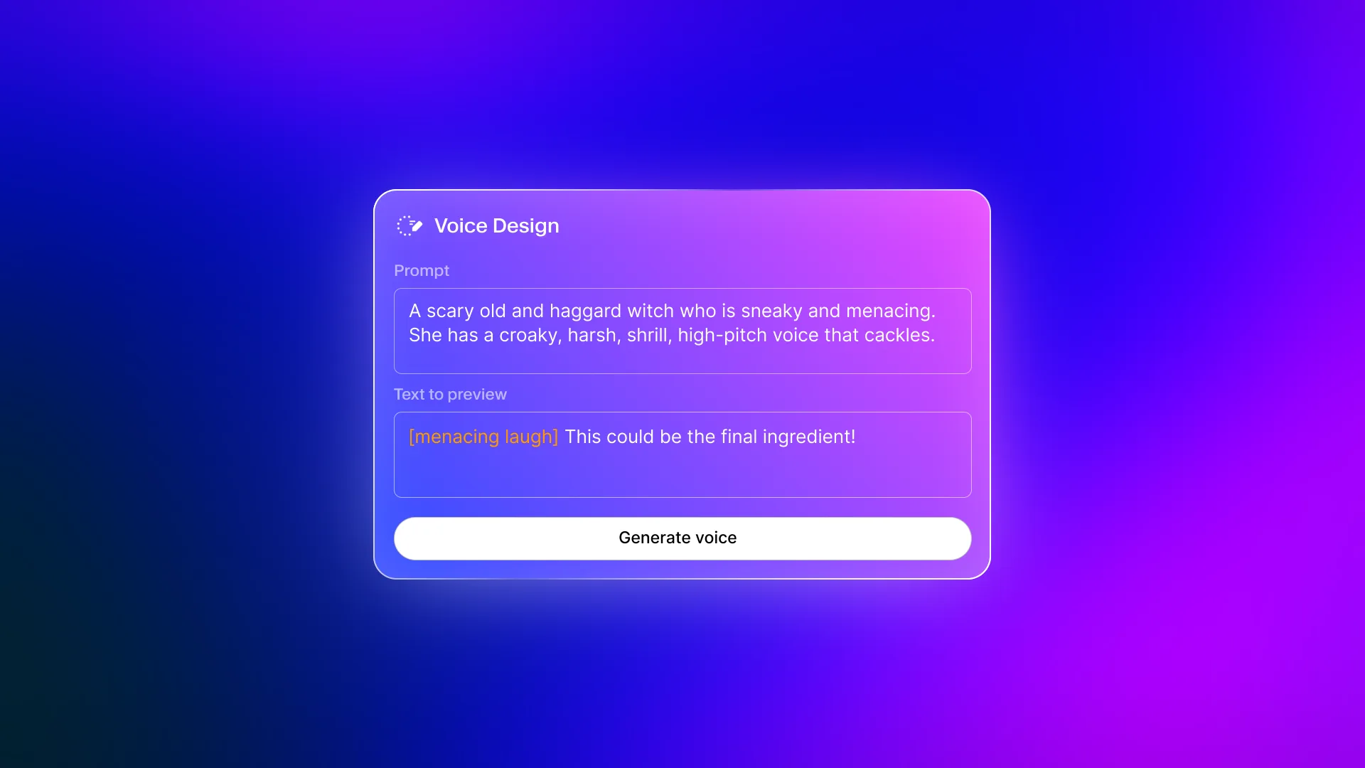 ElevenLabs Voice Design interface