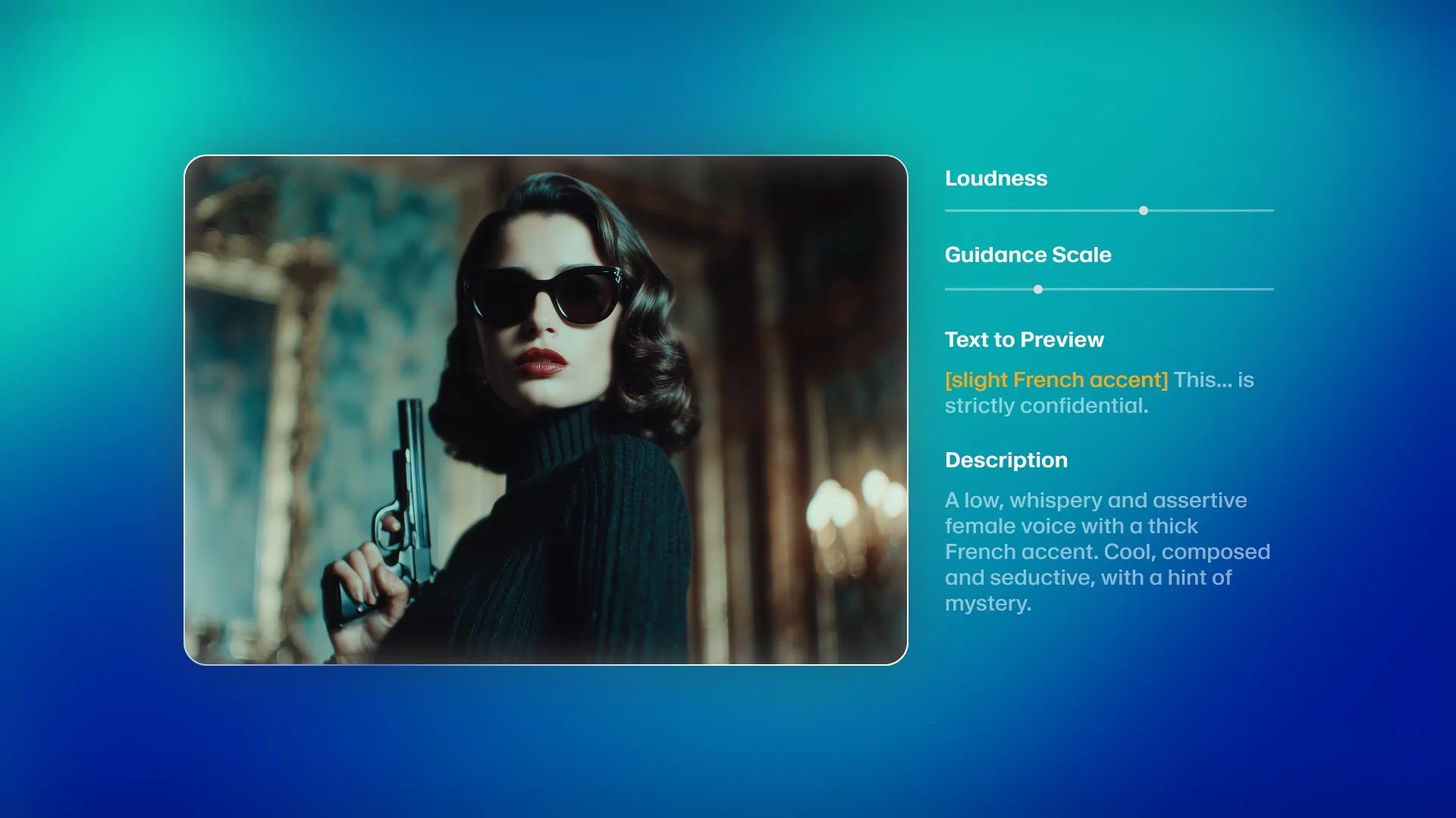 Voice Design spy character example with parameter controls