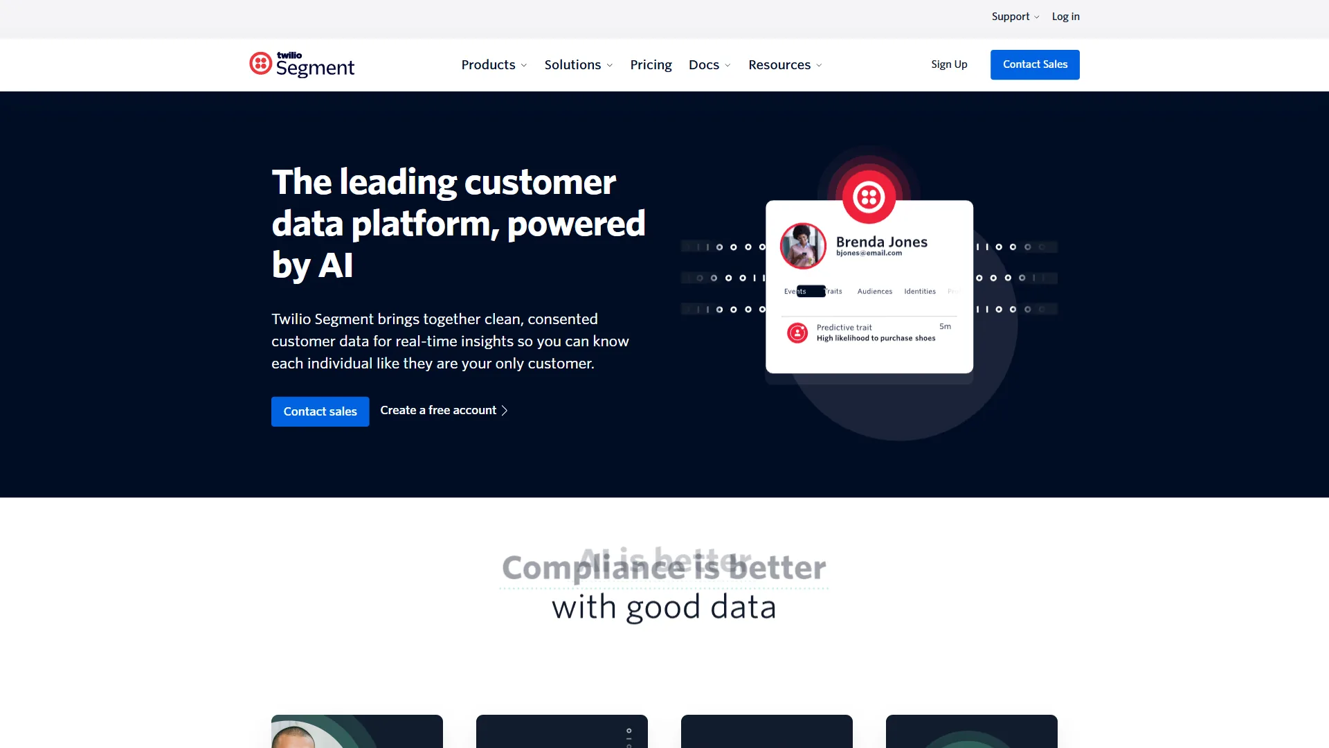 Segment customer data platform interface showing data sources, connections, and audience building tools