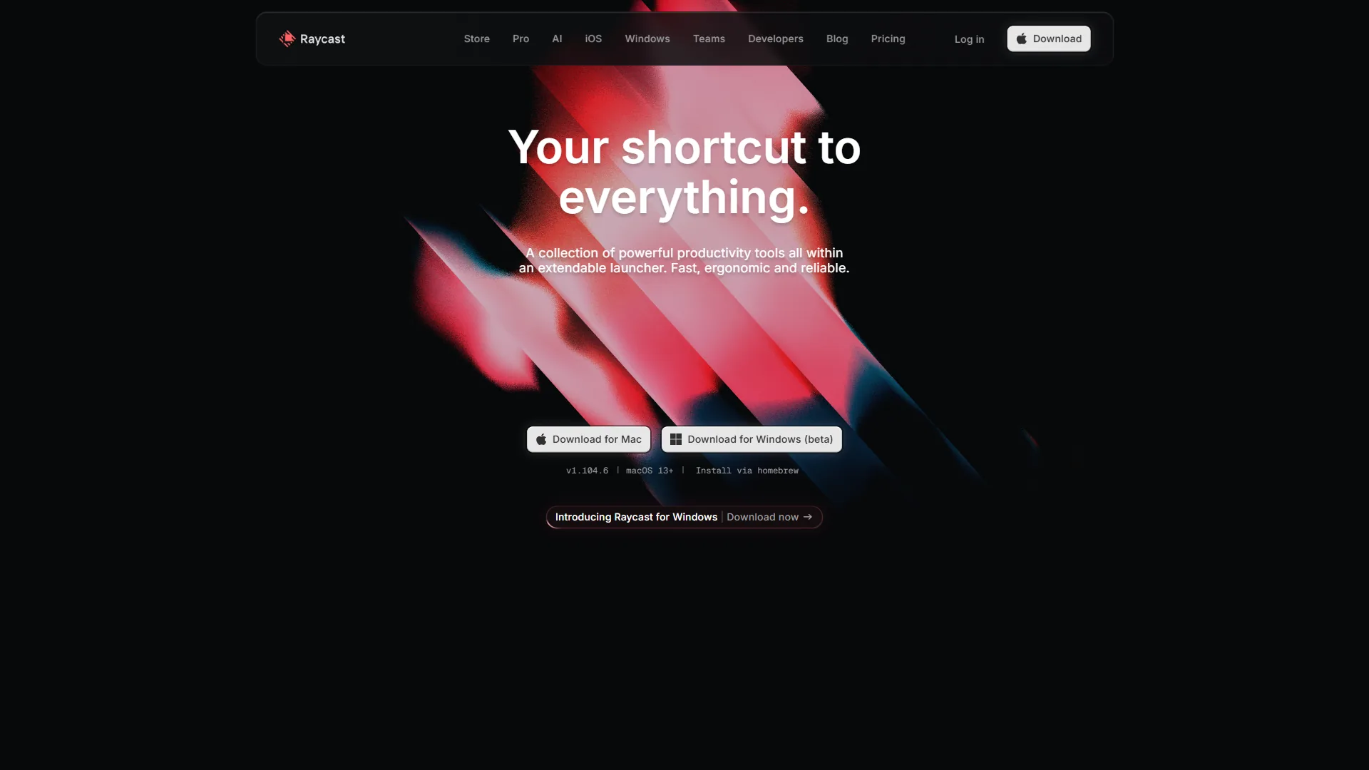 Raycast launcher interface showing AI assistant and workflow automation