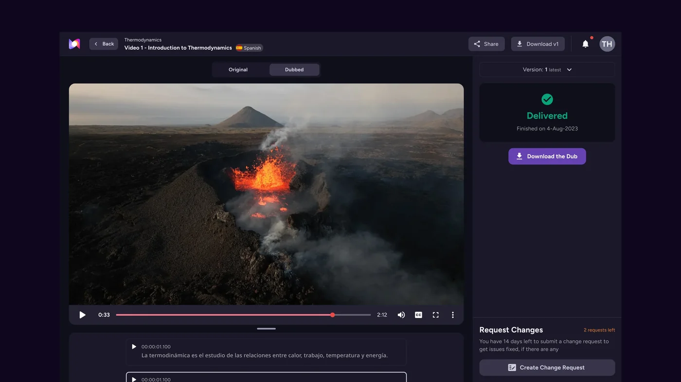 Murf AI Dubbing Interface