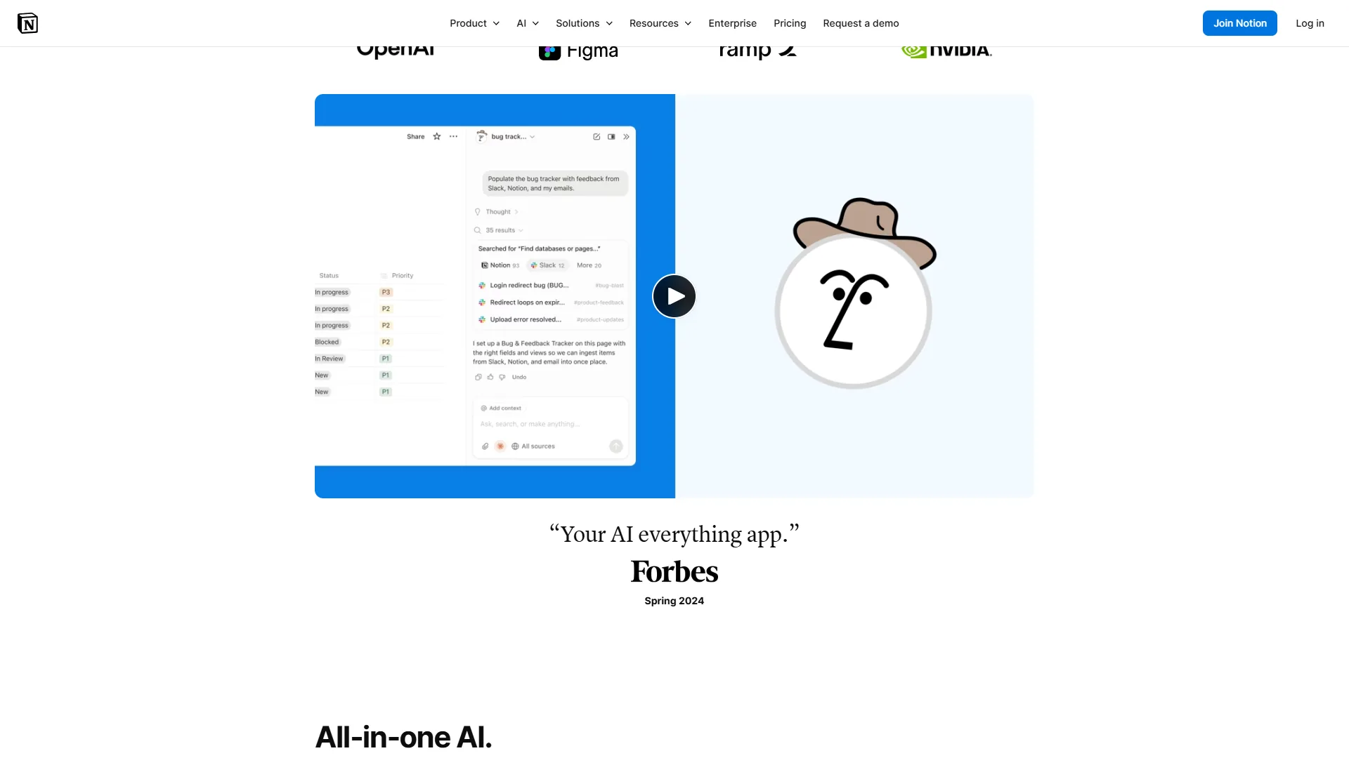 Notion AI writing assistant showing content generation and editing capabilities