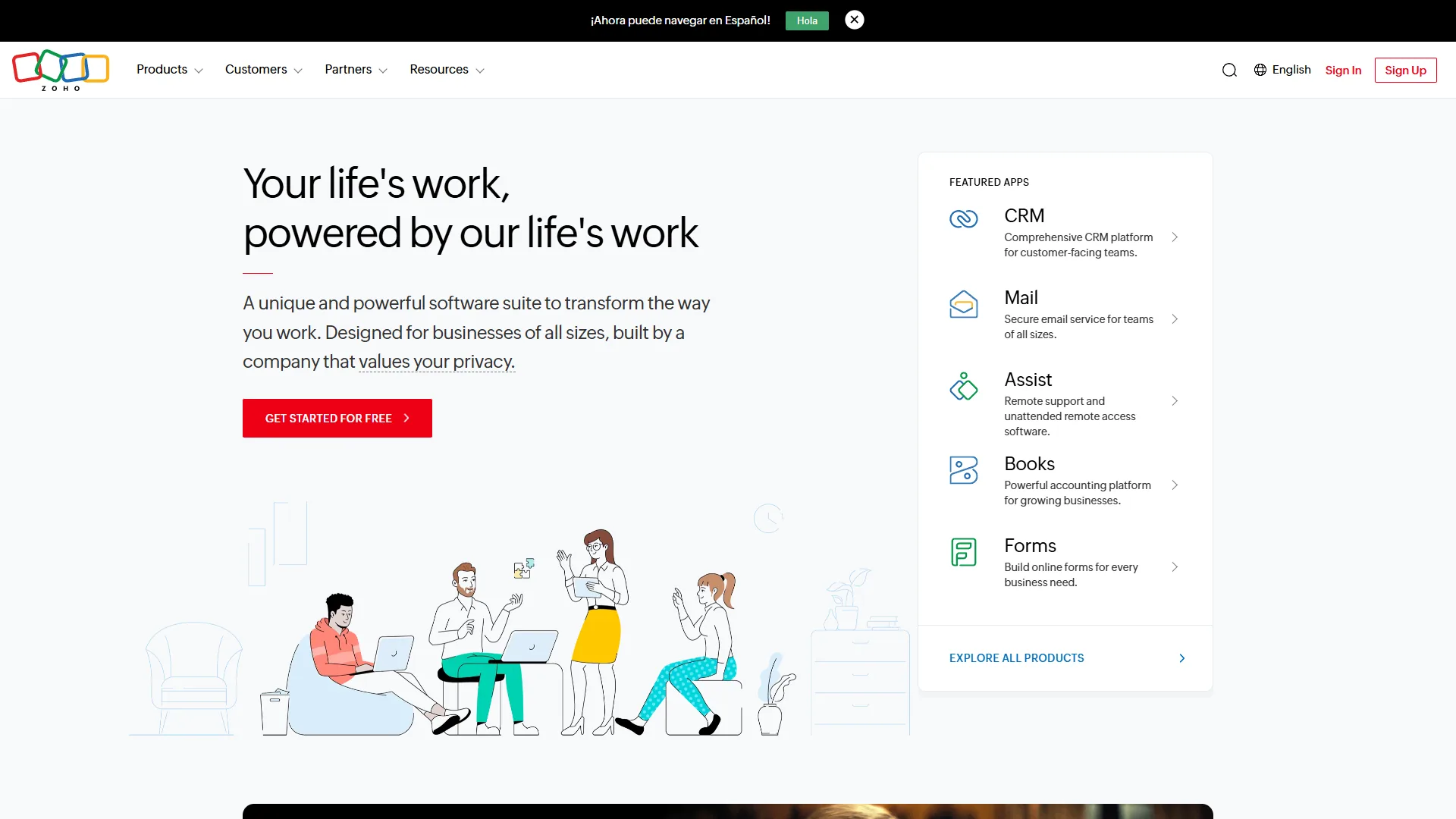 Zoho Projects AI features configuration page